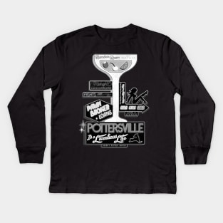 Pottersville (Black and White) Kids Long Sleeve T-Shirt